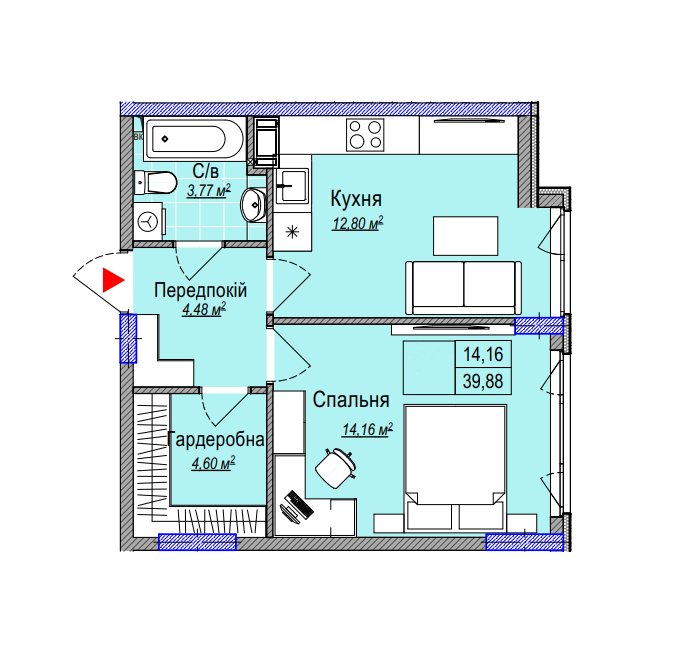 Продажа 1-комнатной квартиры 39.8 м², Каменская ул., 127