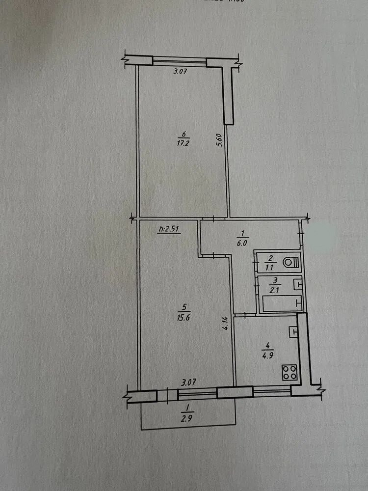 Продажа 2-комнатной квартиры 49.8 м², Харьковская ул.
