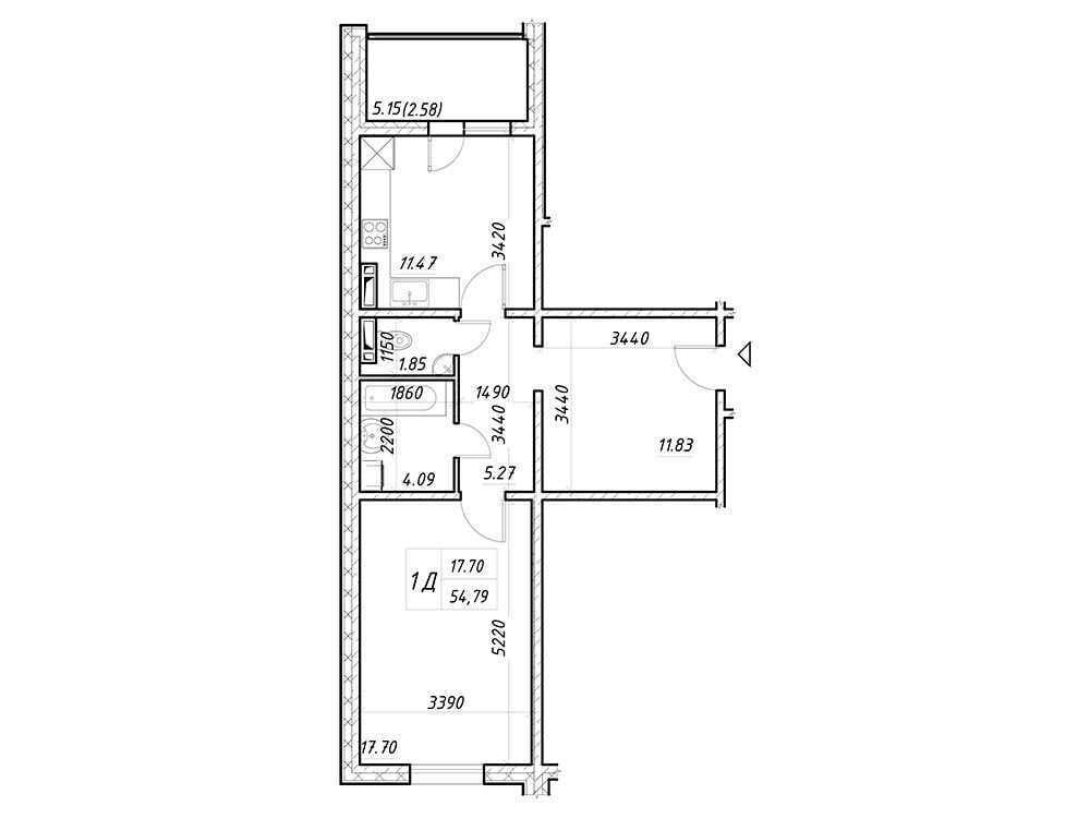 Продаж 1-кімнатної квартири 54.79 м², ЖК Деснянський, Будинок 3