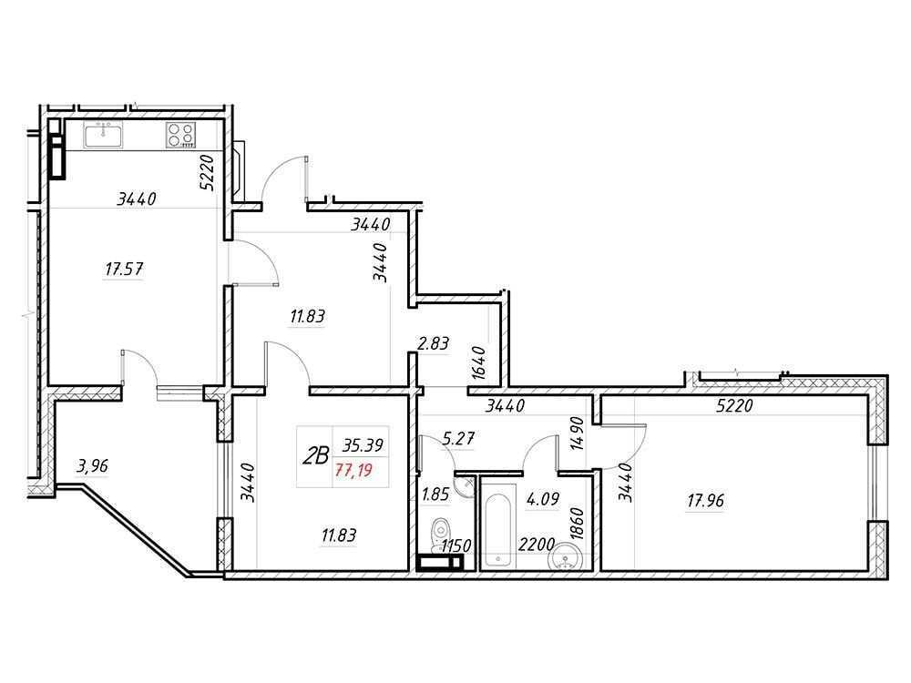 Продаж 2-кімнатної квартири 77.19 м², ЖК Деснянський, Будинок 3