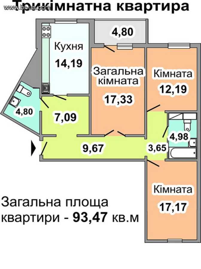 Продажа 3-комнатной квартиры 94 м², Петра Григоренко просп., 14