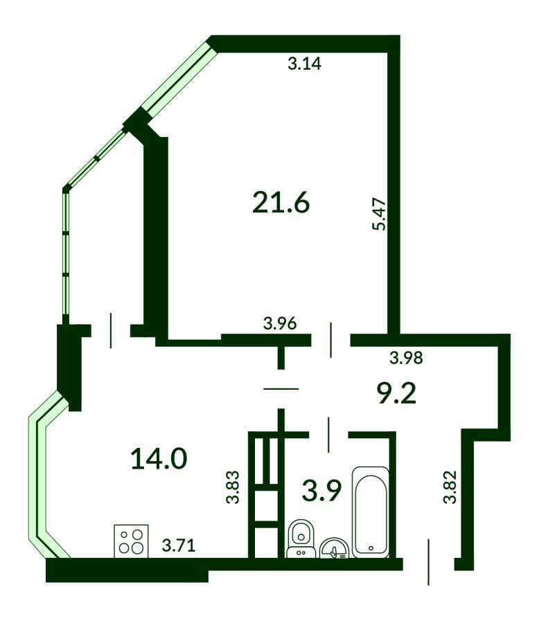 Продаж 1-кімнатної квартири 53 м², Анни Ахматової вул., 32/18