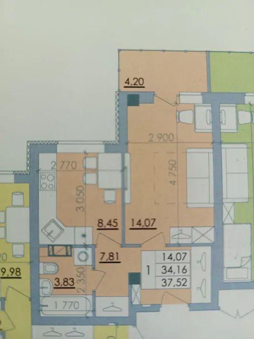 Продажа 1-комнатной квартиры 39 м², Марии Башкирцевой ул.
