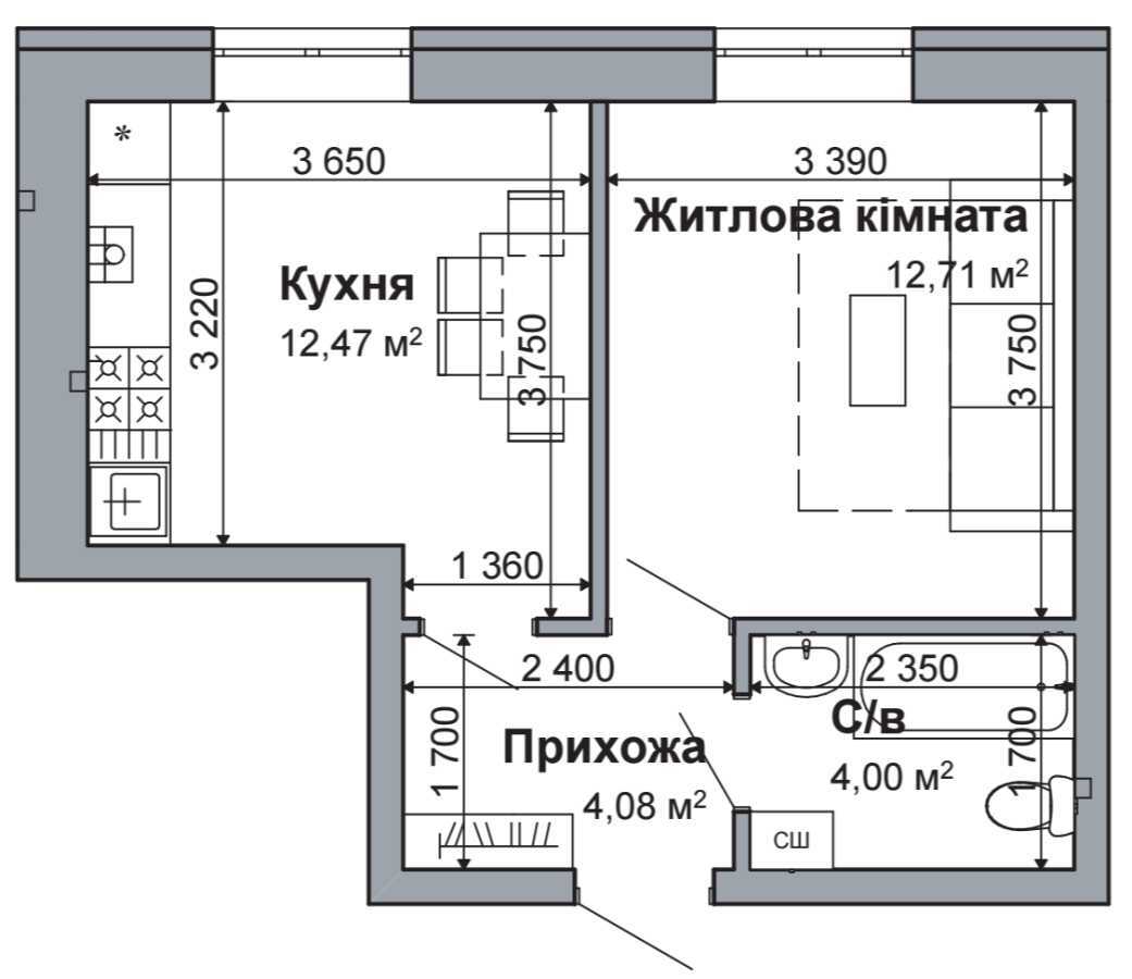 Продажа 1-комнатной квартиры 33.3 м², Дружбы ул., 44
