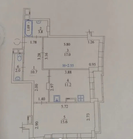 Продажа 2-комнатной квартиры 65 м²