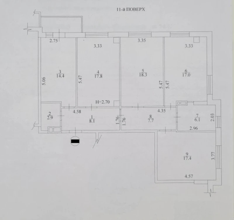 Продажа 4-комнатной квартиры 110 м²