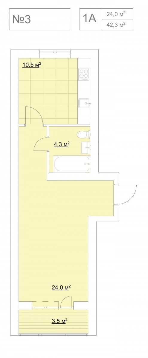Продажа 1-комнатной квартиры 42.3 м², Чубинського 19