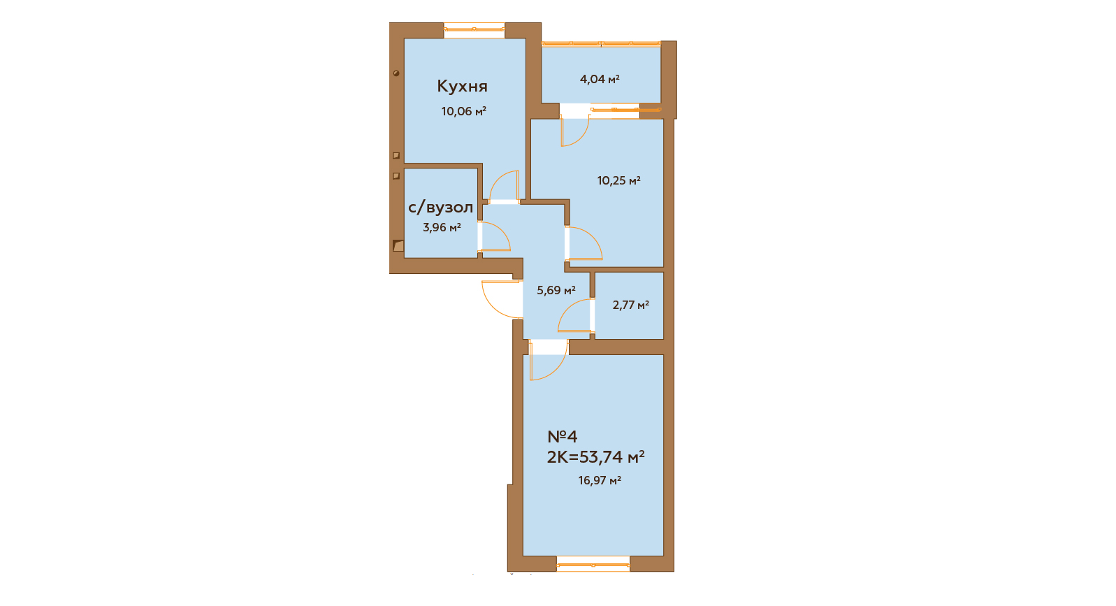 Продажа 2-комнатной квартиры 53.74 м², Чубинського 13