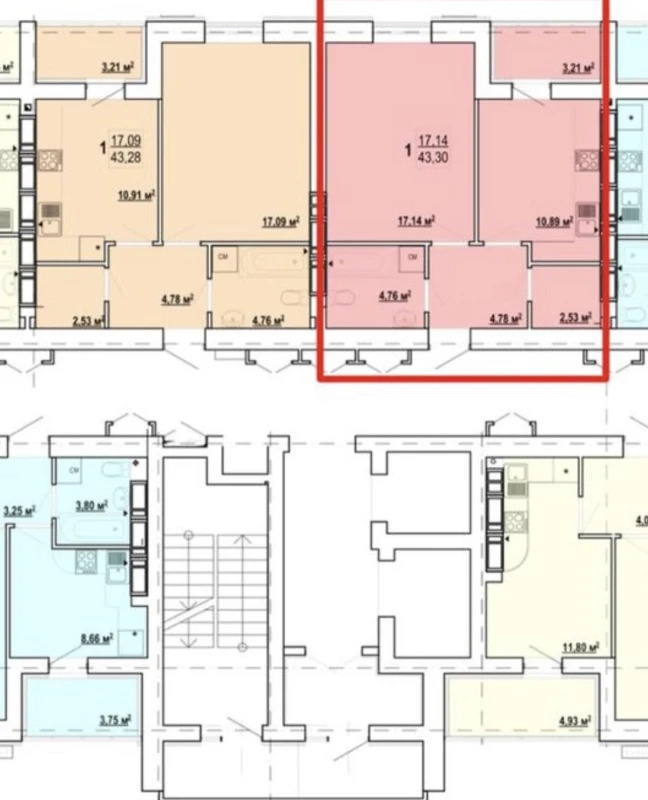 Продажа 1-комнатной квартиры 43 м²