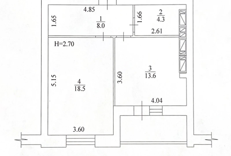 Продажа 1-комнатной квартиры 47 м²
