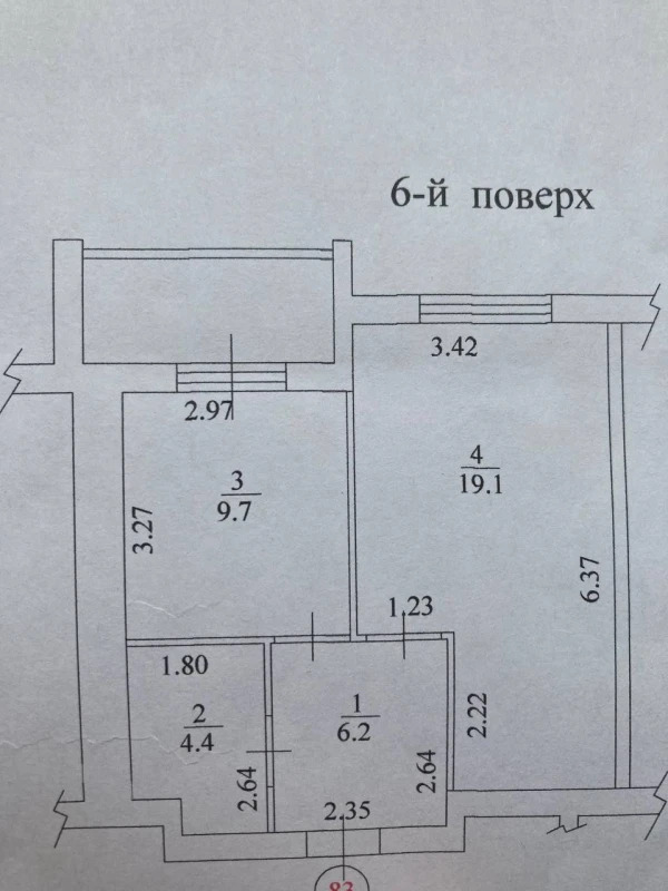Продаж 1-кімнатної квартири 42 м²