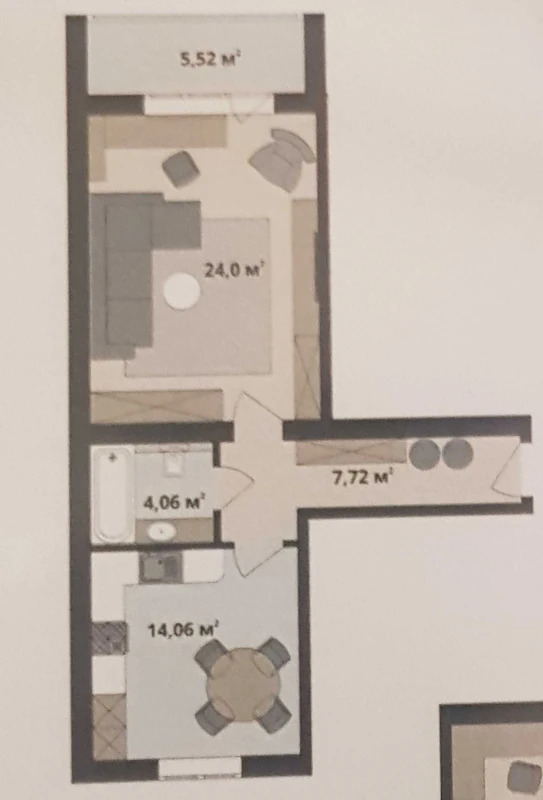 Продажа 1-комнатной квартиры 53 м²