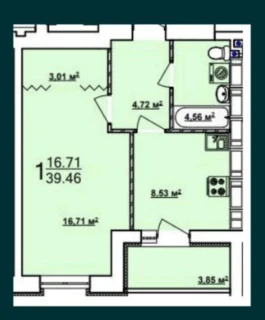 Продажа 1-комнатной квартиры 40 м²