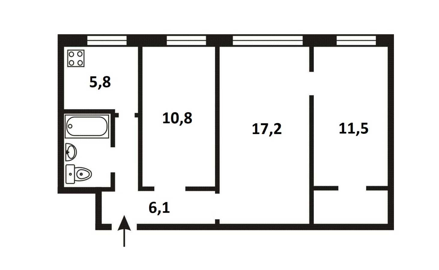 Продажа 3-комнатной квартиры 57 м², Академика Туполева ул., 17В