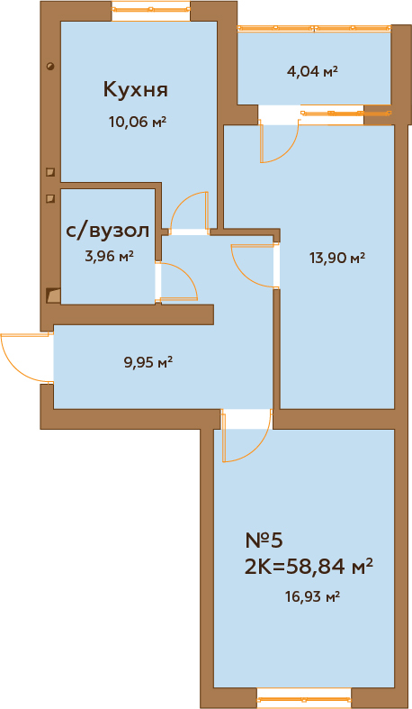 Продажа 2-комнатной квартиры 58.84 м², Чубинського 13