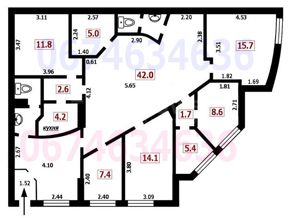 Аренда офиса 140 м², Евгения Коновальца ул., 36Б