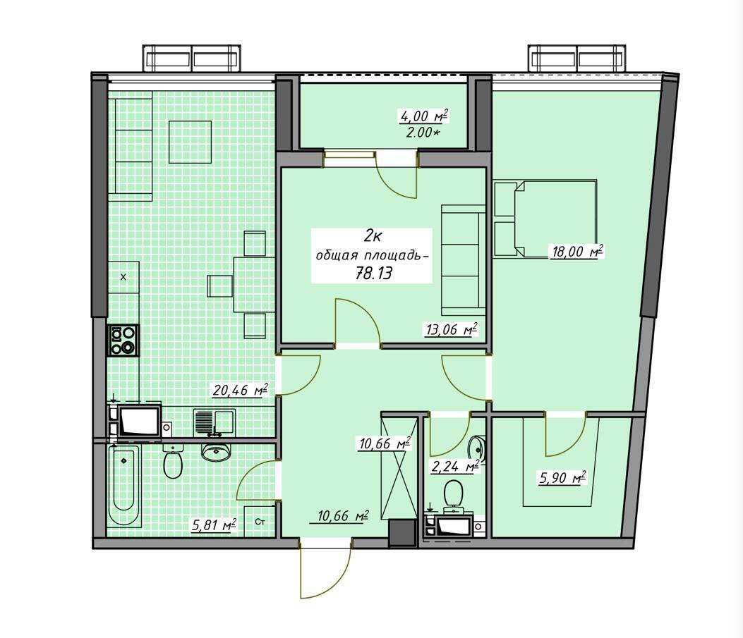 Продаж 2-кімнатної квартири 78.13 м², ЖК Атмосфера, Секції 2-3
