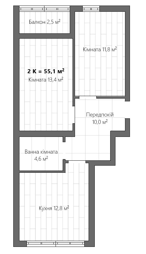 Продажа 2-комнатной квартиры 55.1 м², Чубинського 6