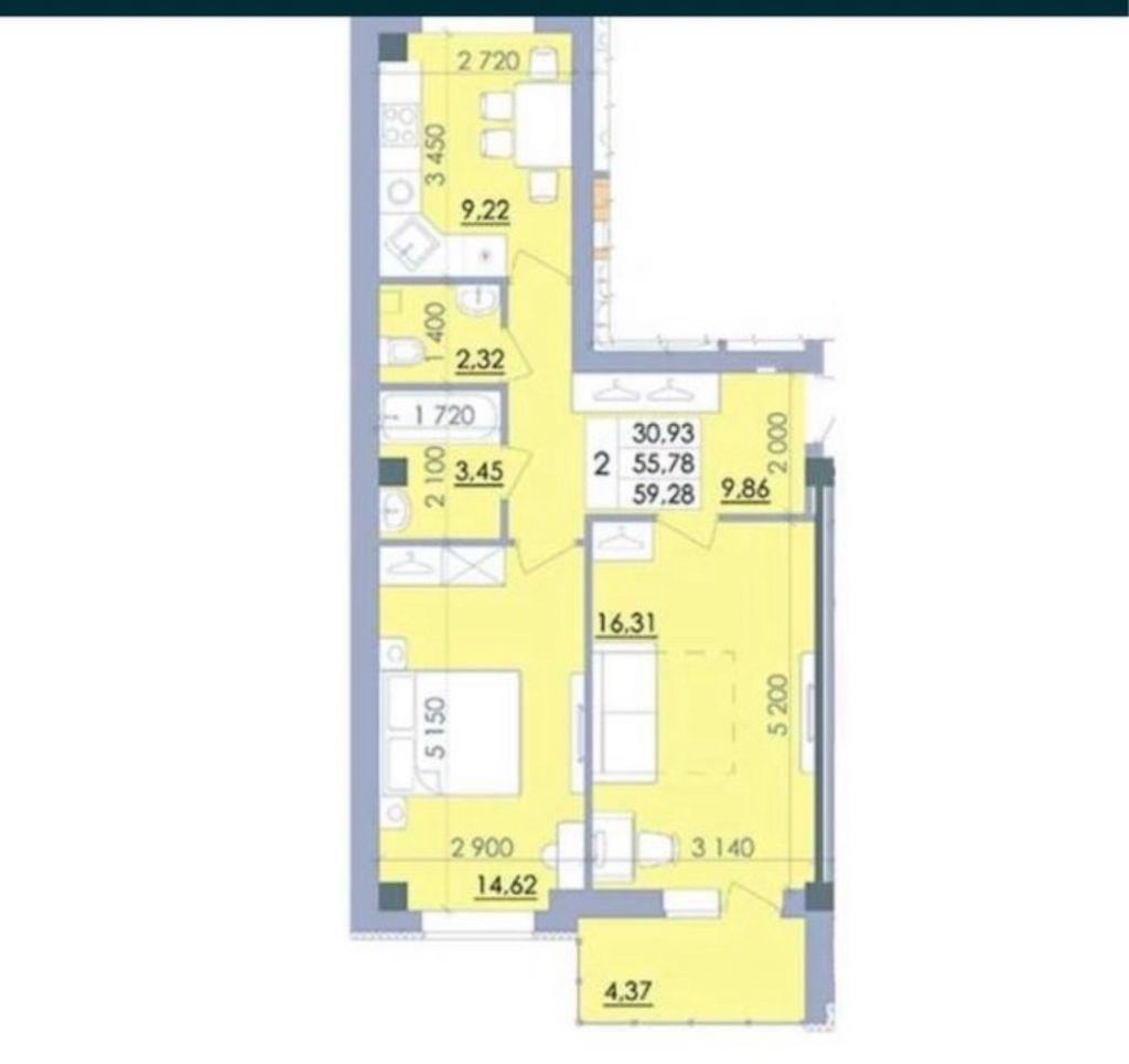 Продаж 2-кімнатної квартири 60 м², Марії Башкірцевої вул.