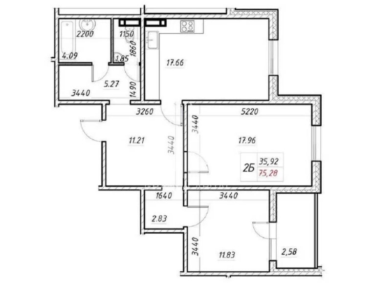 Продажа 2-комнатной квартиры 75 м², ЖК Деснянский, ДОМ 1