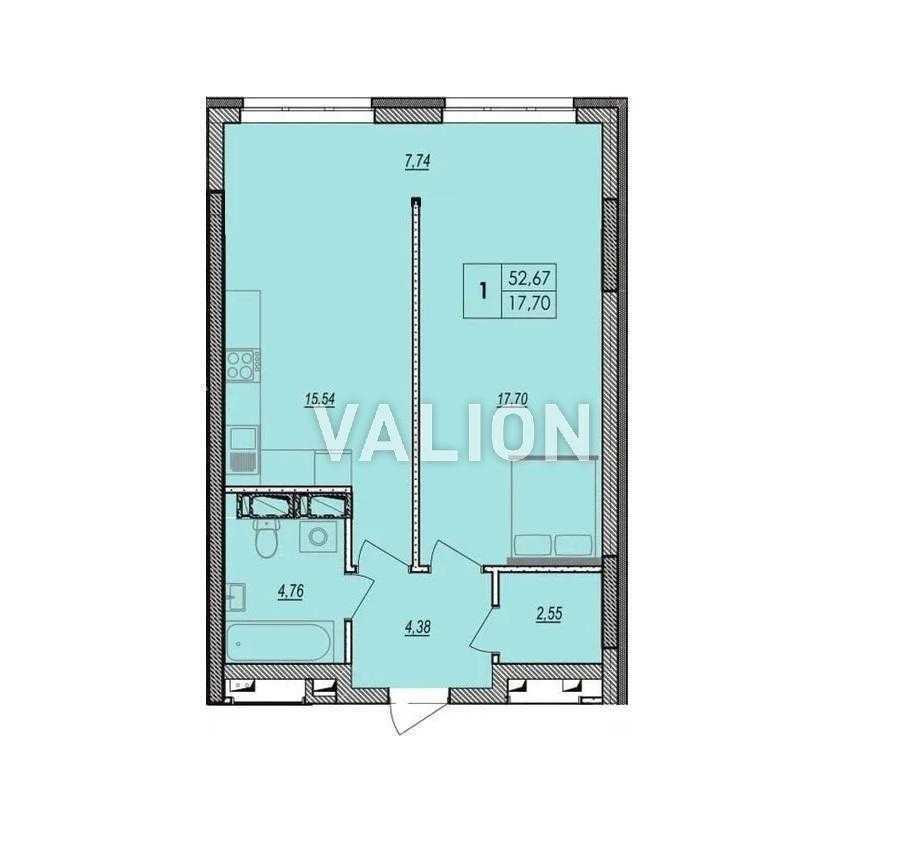 Продаж 1-кімнатної квартири 52.67 м², Миколи Бажана просп., 17а