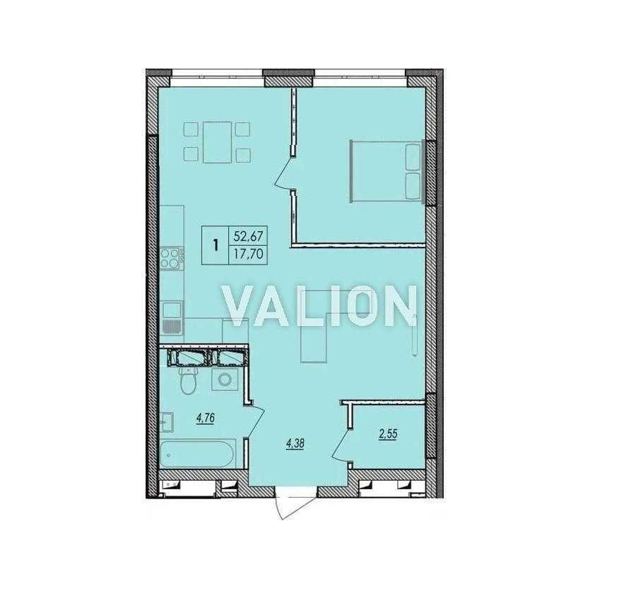 Продаж 1-кімнатної квартири 52.67 м², Миколи Бажана просп., 17а