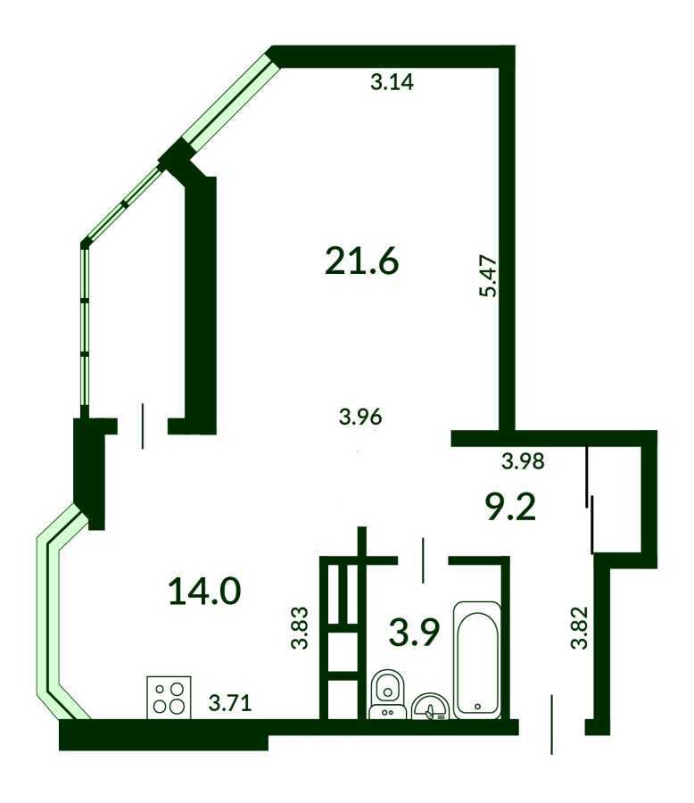 Продажа 1-комнатной квартиры 53 м², Анны Ахматовой ул., 32/18