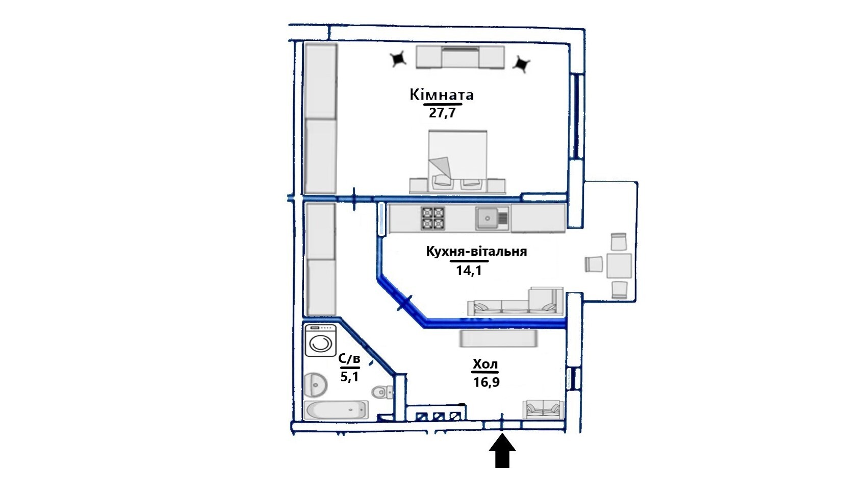 Продажа 2-комнатной квартиры 68 м², Татарская ул., 27