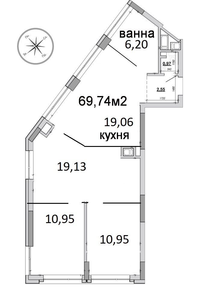 Продажа 3-комнатной квартиры 70 м², Ивана Величковского ул., 7
