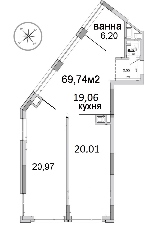 Продажа 3-комнатной квартиры 70 м², Ивана Величковского ул., 7
