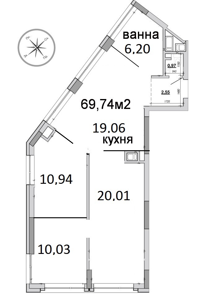 Продажа 3-комнатной квартиры 70 м², Ивана Величковского ул., 7