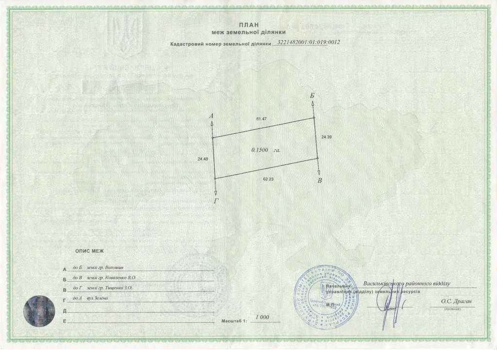 Продаж ділянки під індивідуальне житлове будівництво 15 соток, Зеленая