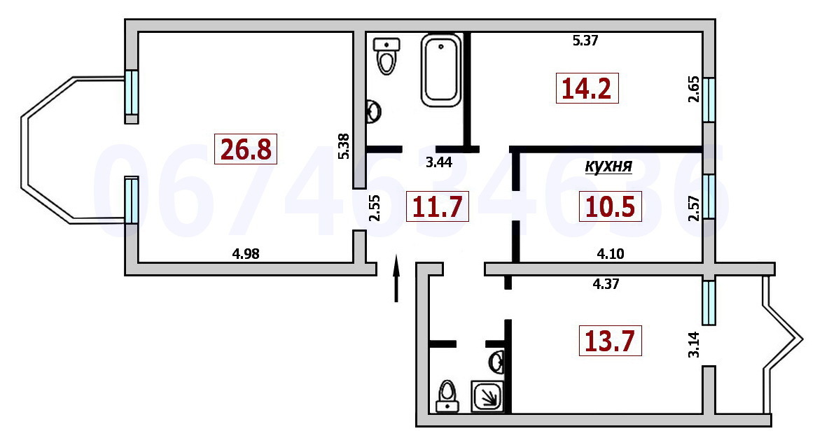 Аренда офиса 100 м², Олеся Гончара ул., 26