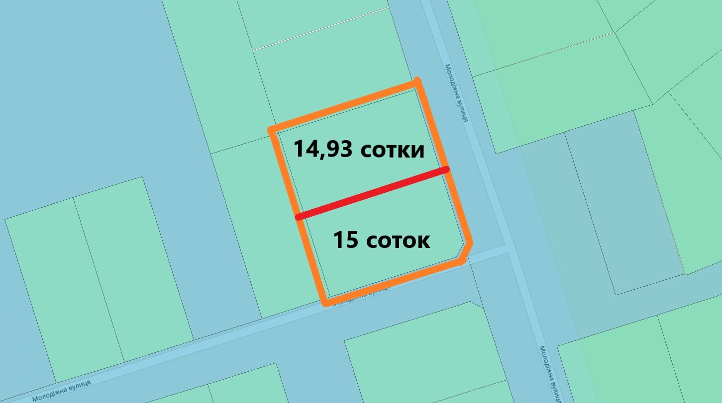 Продажа участка для индивидуального жилого строительства 15 соток, Молодіжна
