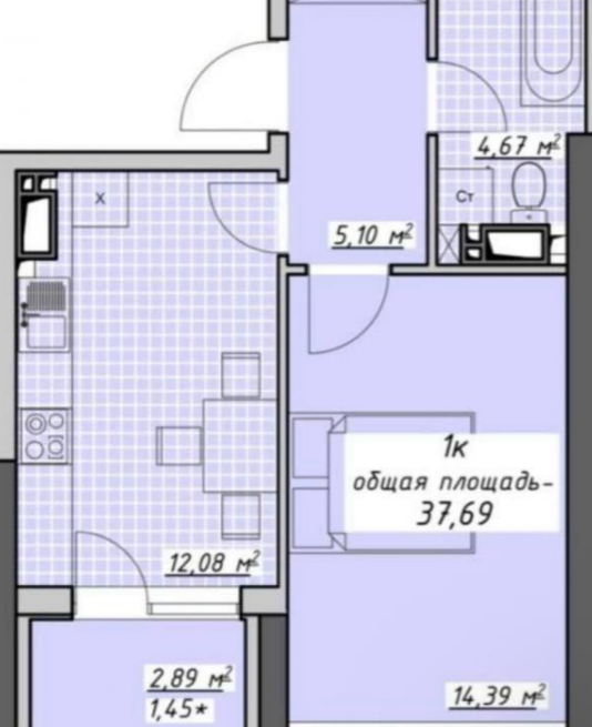 Продажа 1-комнатной квартиры 38 м², Курортный пер.