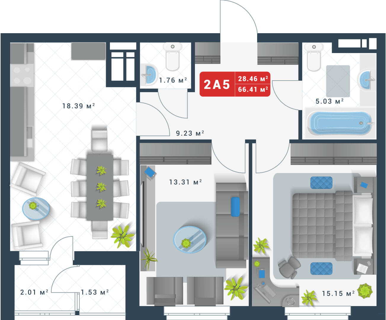 Продажа 2-комнатной квартиры 66.41 м², Канальная ул., 8Б