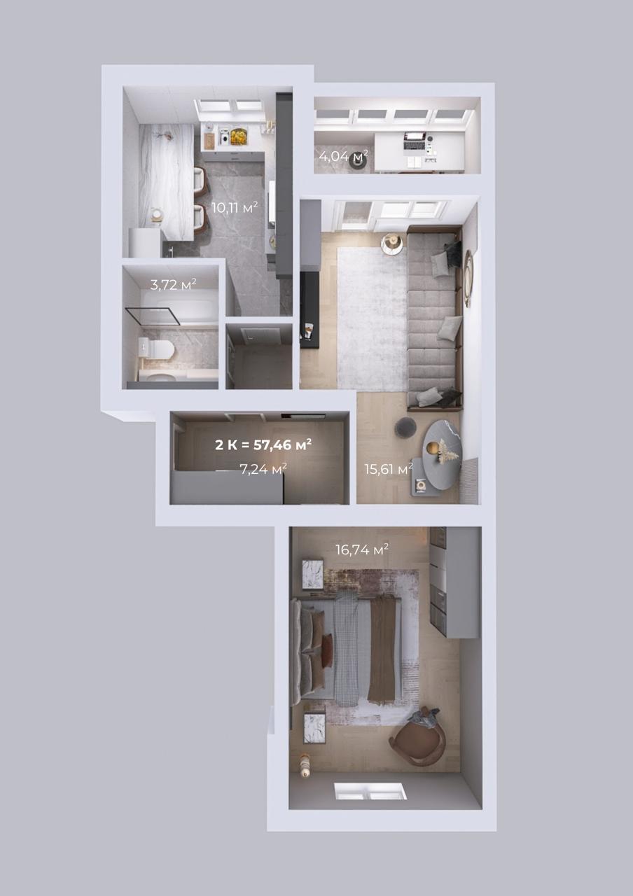 Продаж 2-кімнатної квартири 57.46 м², Чубинського 13