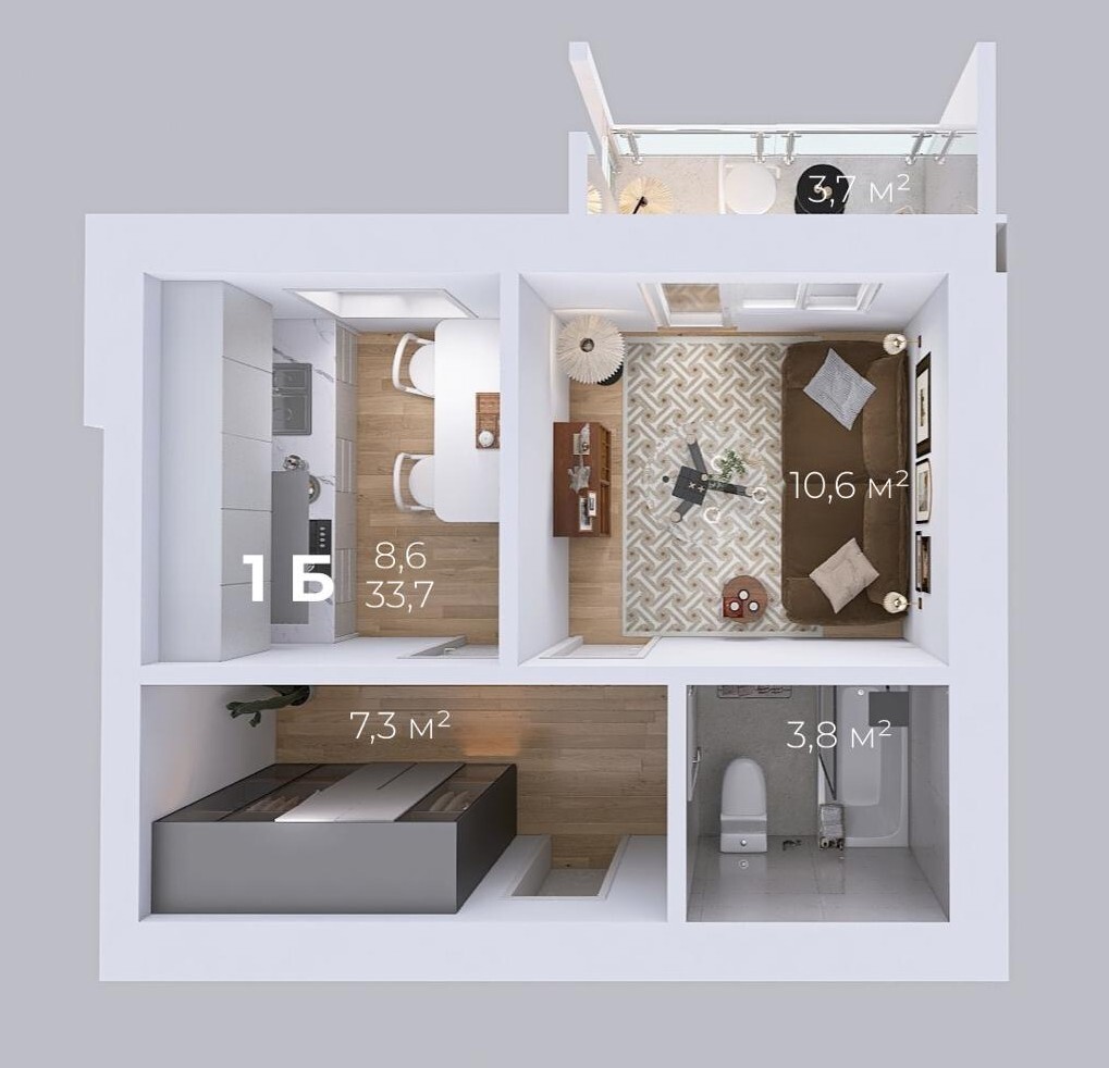Продаж 1-кімнатної квартири 33.7 м², Яблунева 27