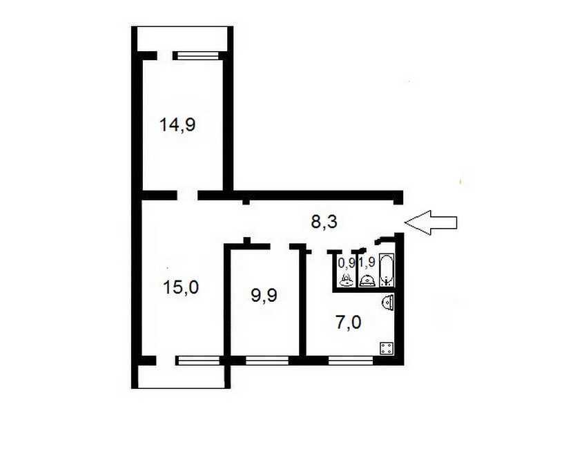 Продаж 3-кімнатної квартири 59.6 м², Чорнобильська вул., 3