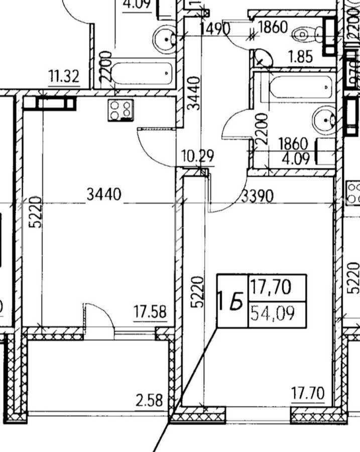 Продажа 1-комнатной квартиры 54.09 м², Коноплянская ул., 22Б