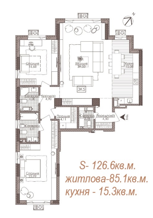 Продажа 3-комнатной квартиры 126.6 м², Речная ул., 4