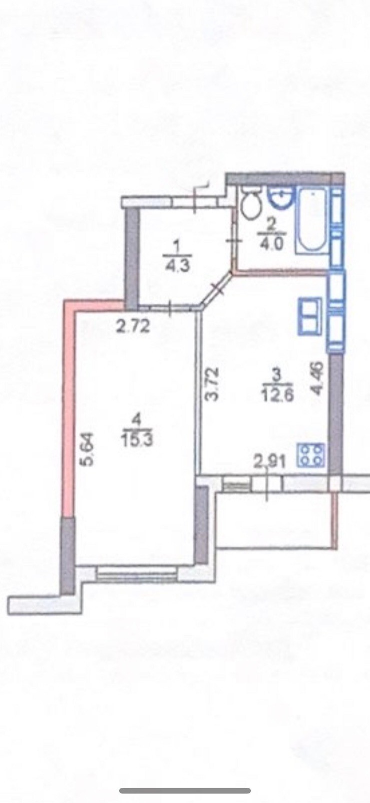 Продаж 1-кімнатної квартири 41 м², Каховська вул., 56