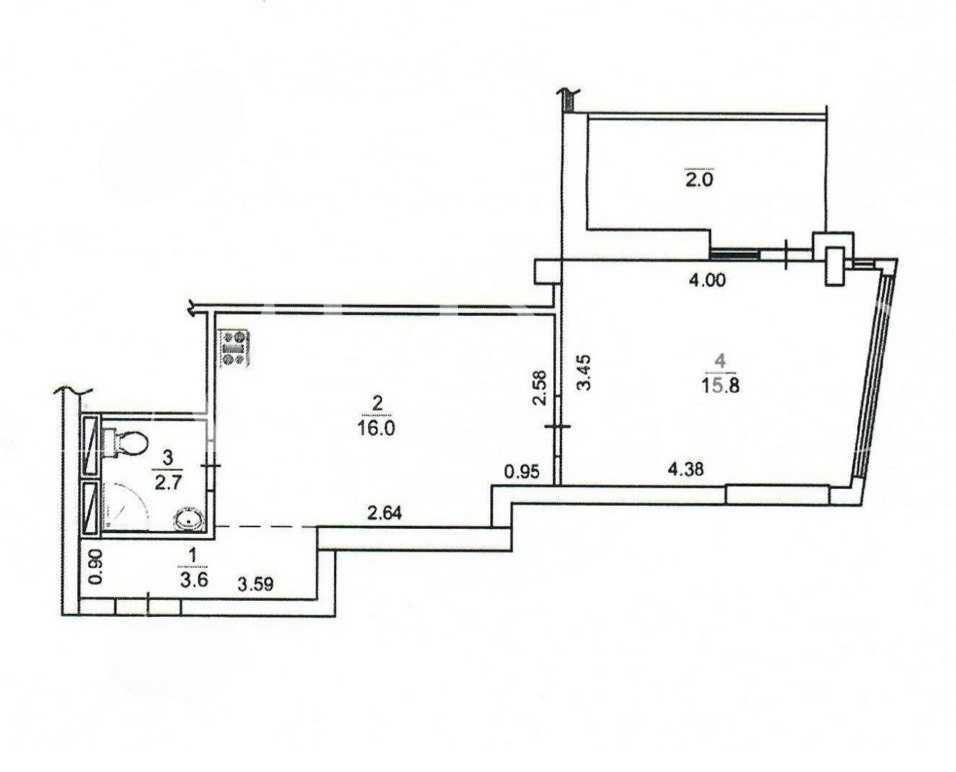 Продаж 1-кімнатної квартири 40.1 м², Каховська вул., 62