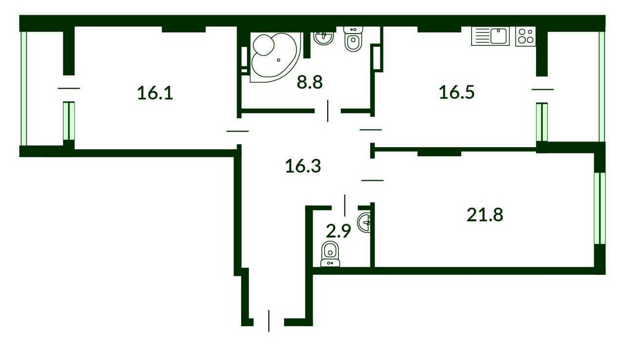 Продажа 2-комнатной квартиры 85.7 м², Маршала Конева ул., 10/1