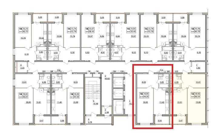 Продаж 1-кімнатної квартири 44.06 м², Одеська пл., 1/2