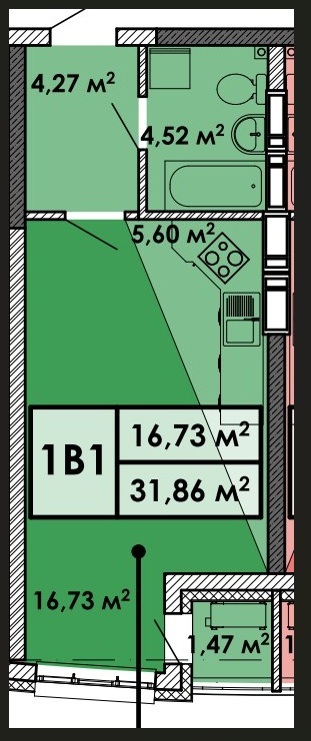 Продажа смарт квартиры 32 м², Каховская ул., 62А