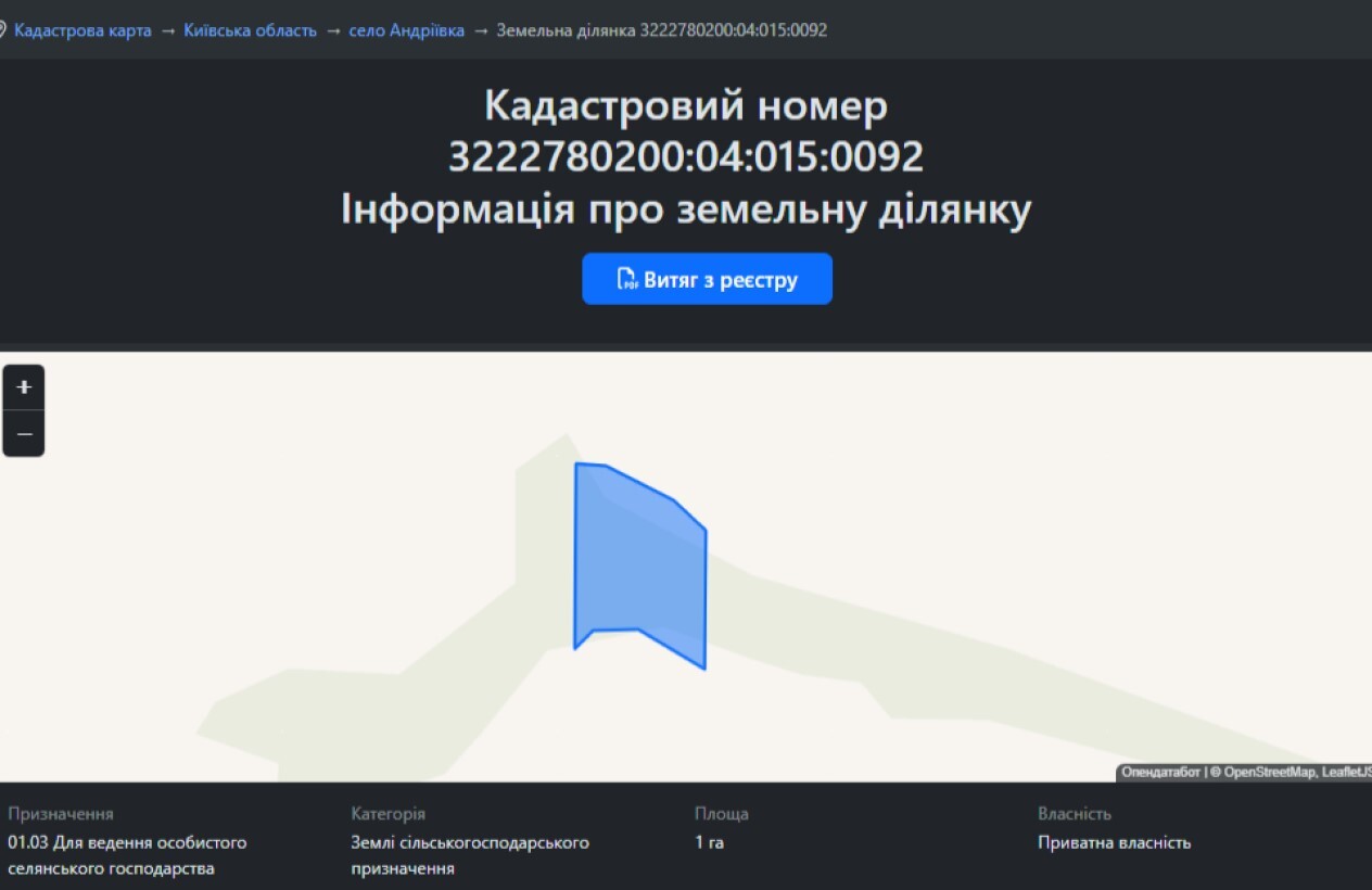 Продаж ділянки для особистого сільського господарства 100 соток