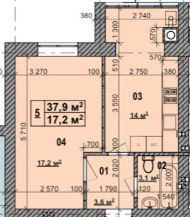 Продажа 1-комнатной квартиры 38 м², Каденюка Леонида, 22