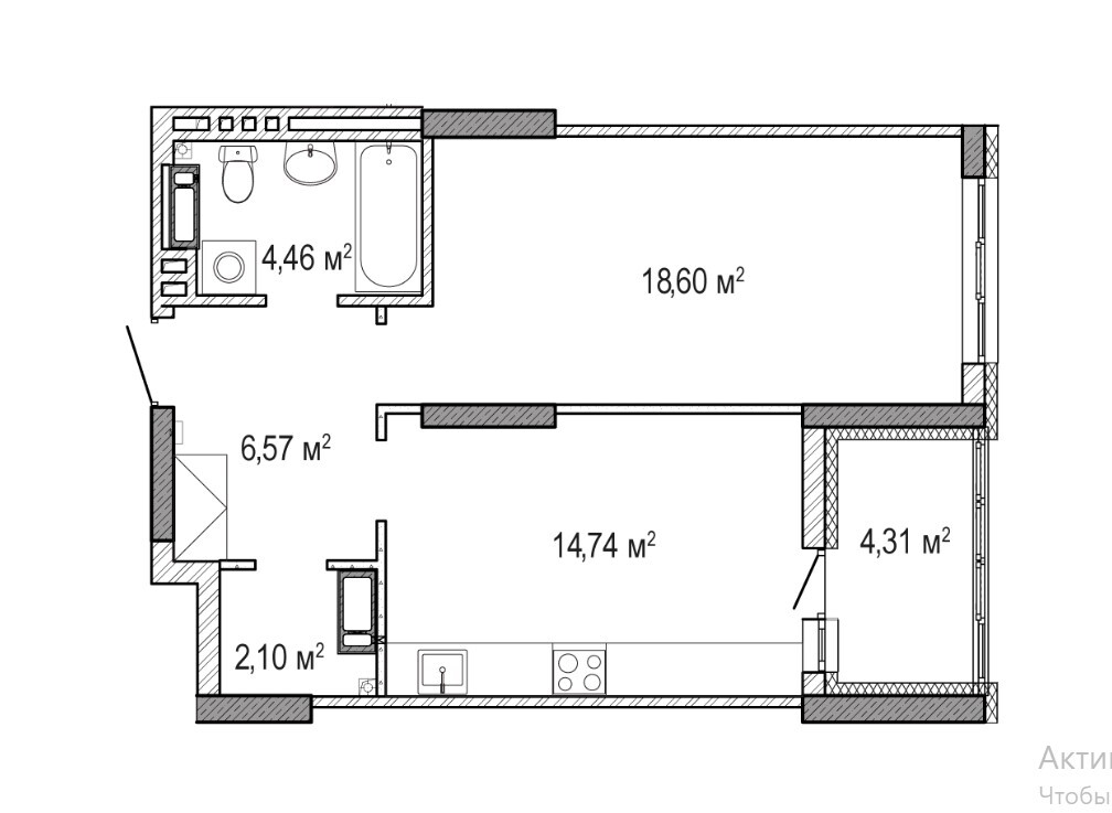 Продажа 1-комнатной квартиры 50.78 м², Симоненко ул.