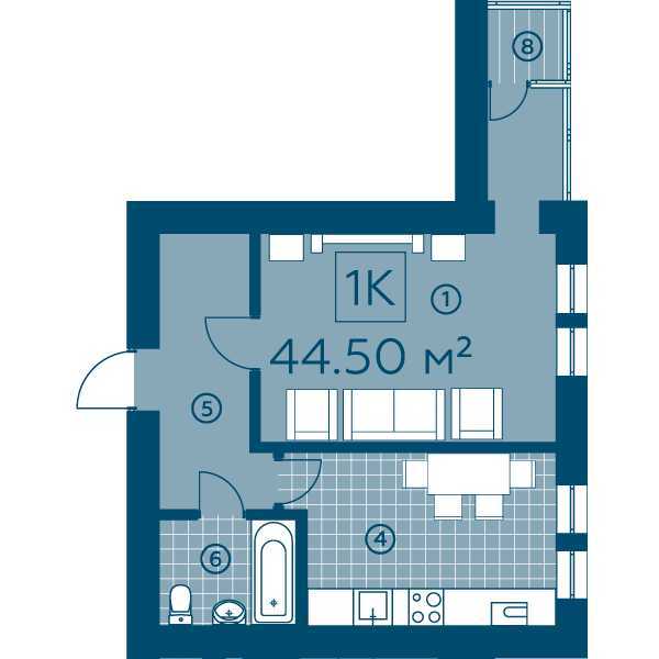 Продаж 1-кімнатної квартири 44.5 м², Амосова вул., 4